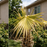Tree with yellowing leaves showing nutrient deficiency symptoms