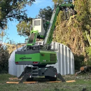 Arborist team trimming tree branches in a New Albany, MS residential neighborhood